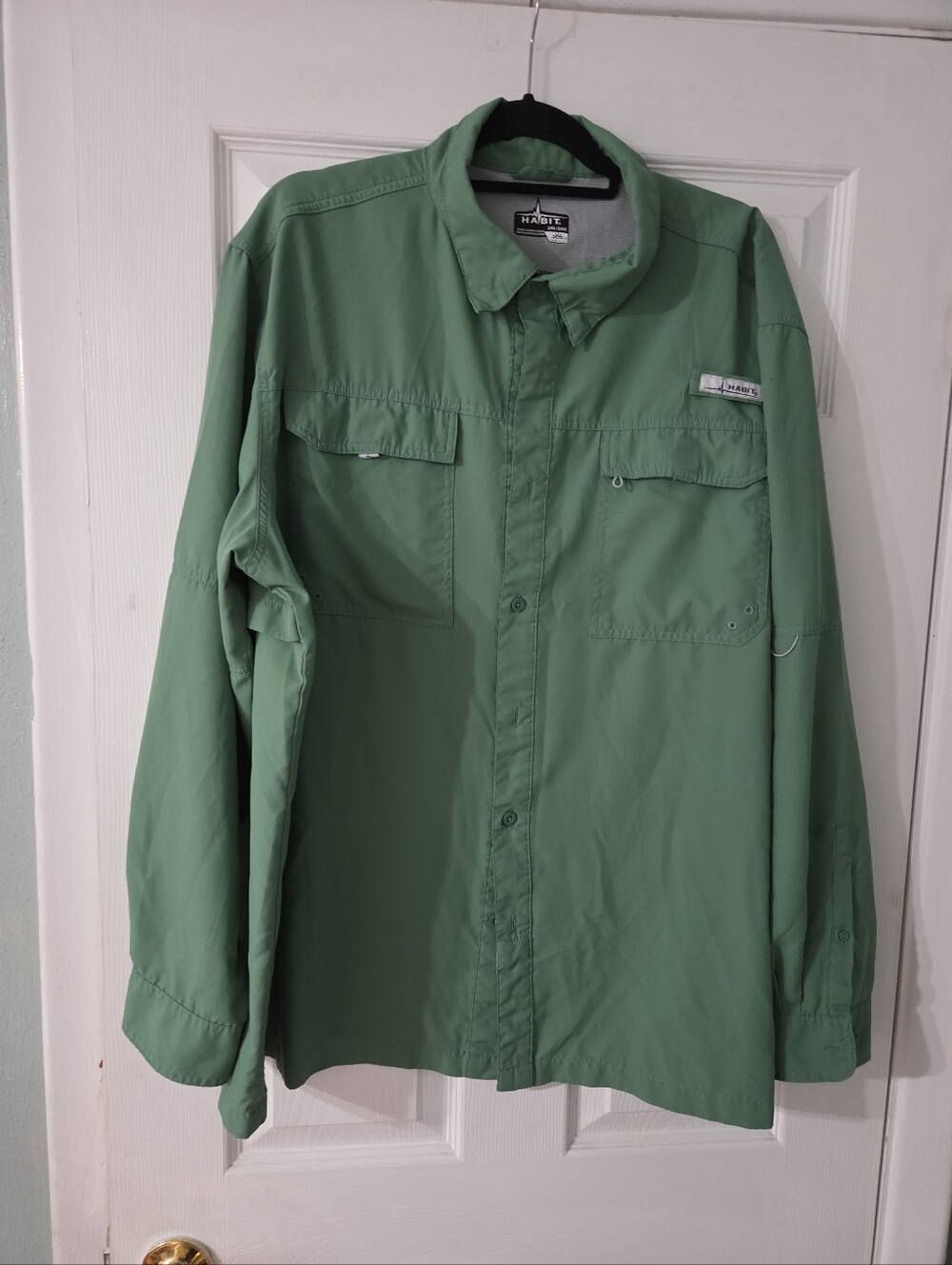 Habit Men's Long Sleeve Performance Fishing Shirt-Vented Cape Back Sage. 2XL